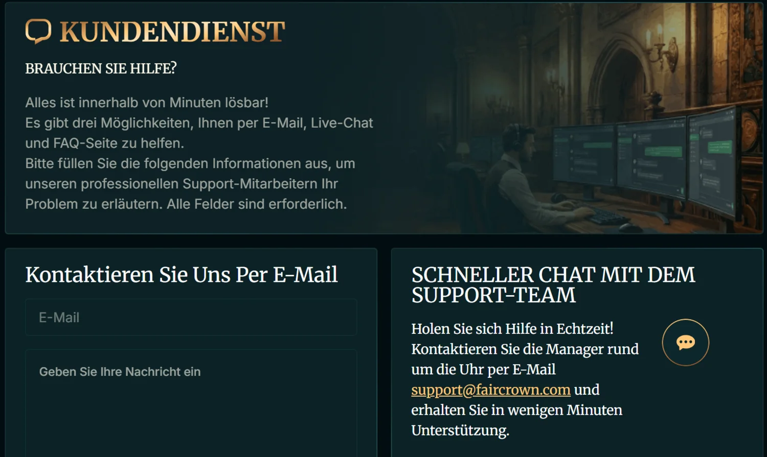 FairCrown Casino Kundensupport